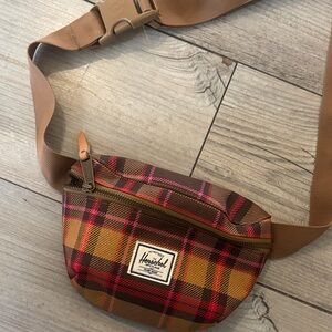 Herschel Supply Company Tan and Red Plaid Belt Bag NWOT